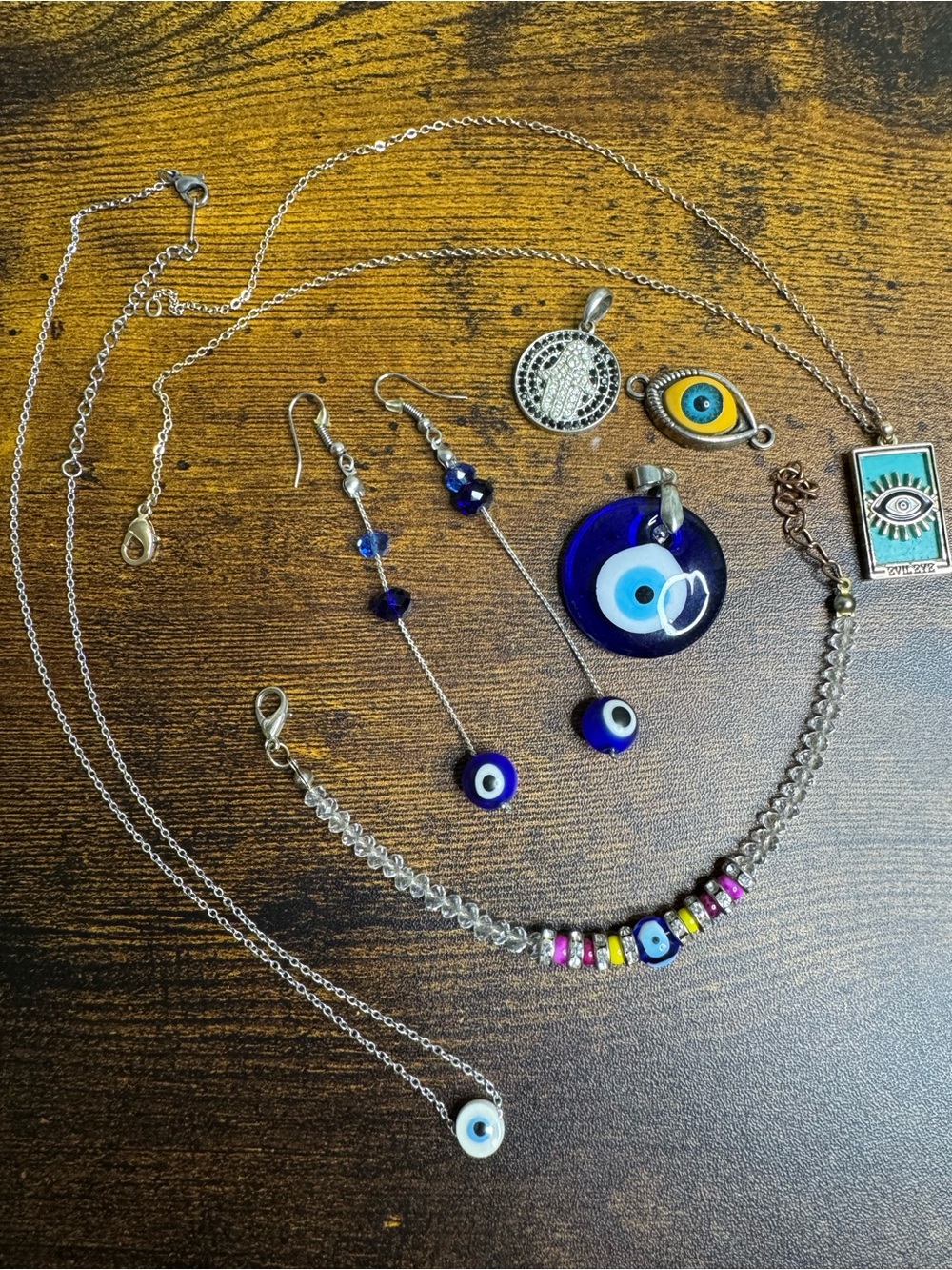 Evil Eye Glass Pendant Necklace Bracelet Earrings - Blue Protection Jewelry Lot